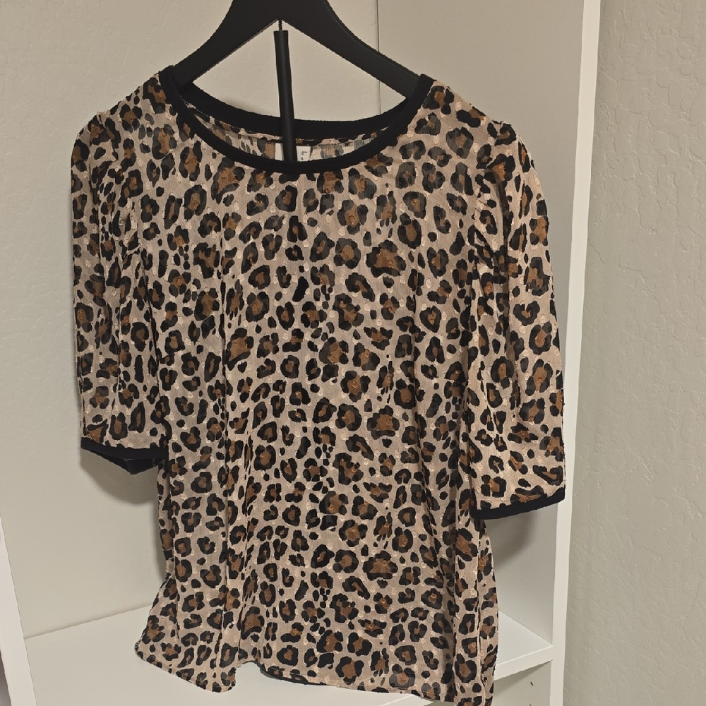 A New Day Leopard Print Women's Sheer Top